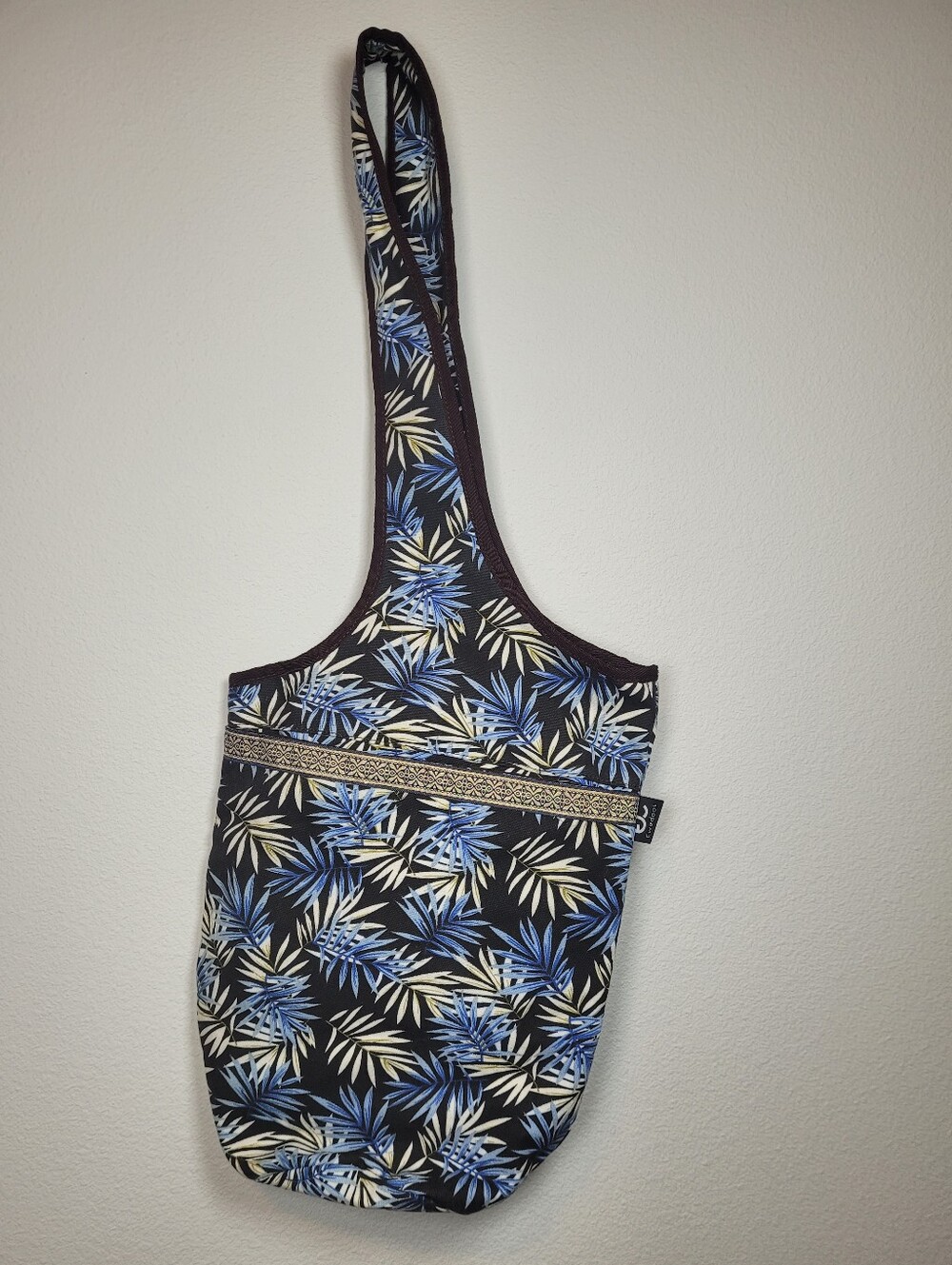 Ewedoos Yoga Mat Bag Tote Carrier Canvas Blue Tropical Palm Print Zipper Pockets